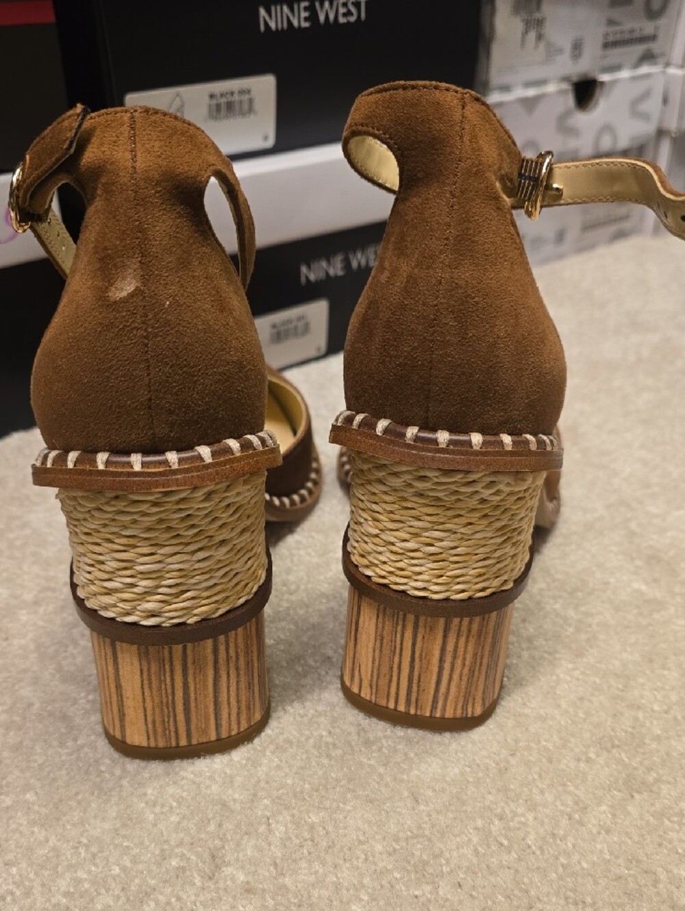 Jessica Simpson Cognac Suede Ankle-Strap Block Heels [8.5M] - Picture 5 of 7